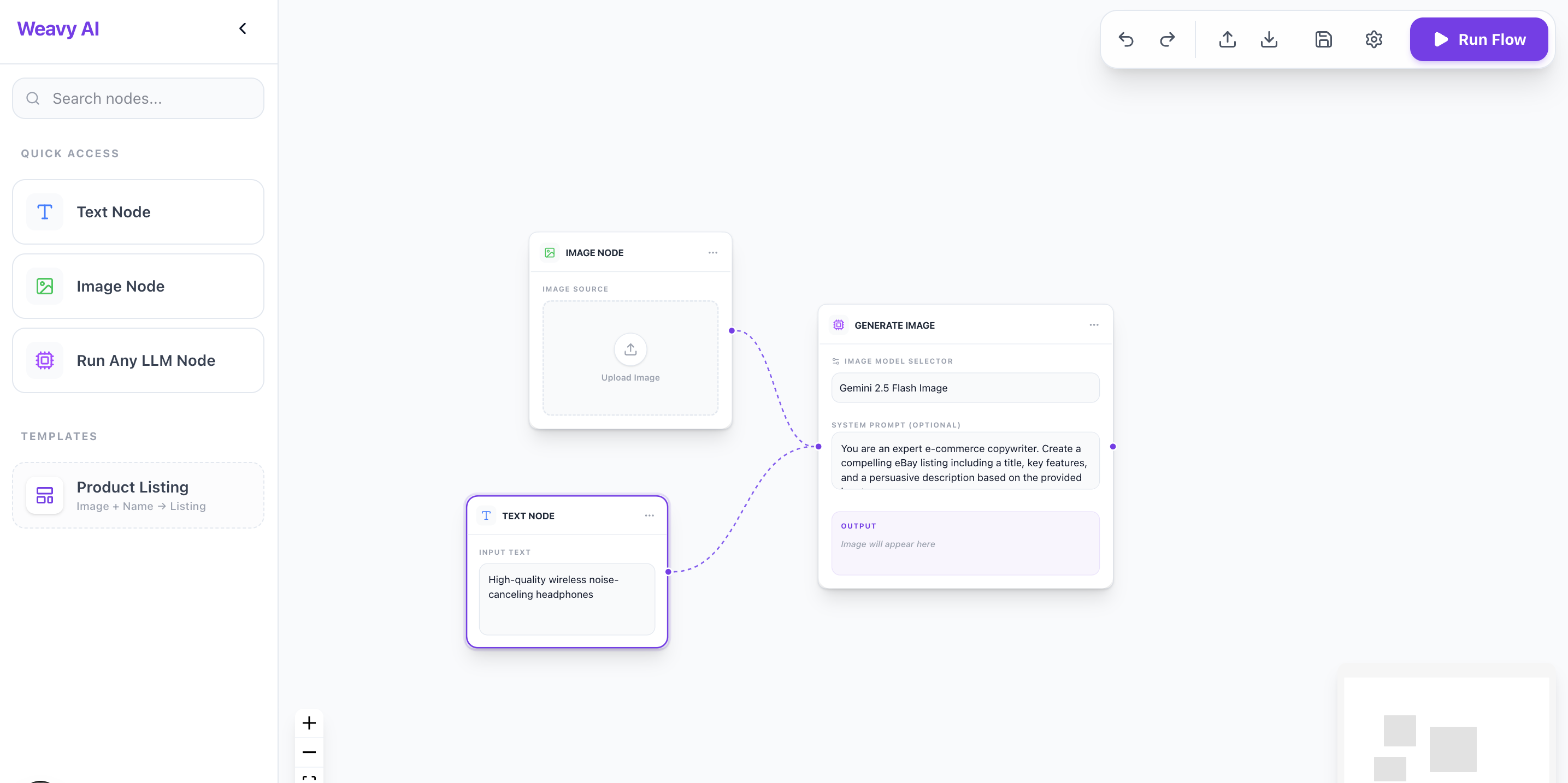 AI Workflow Builder (Weavy clone) screenshot